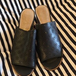 Jack Rogers Black Mules with Perforated Leather